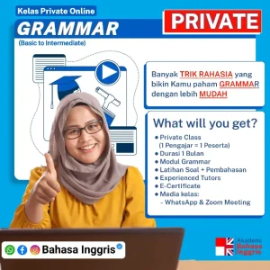 Mastery Grammar hanya dalam 30 hari! Bedah logika struktur kalimat secara presisi dengan sistem Puzzle Mapping (1-on-1).