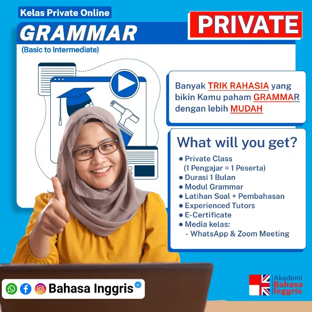 Mastery Grammar hanya dalam 30 hari! Bedah logika struktur kalimat secara presisi dengan sistem Puzzle Mapping (1-on-1).