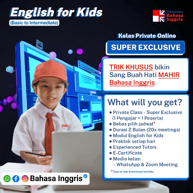 Kelas Private - English for Kids - Online Super Exclusive