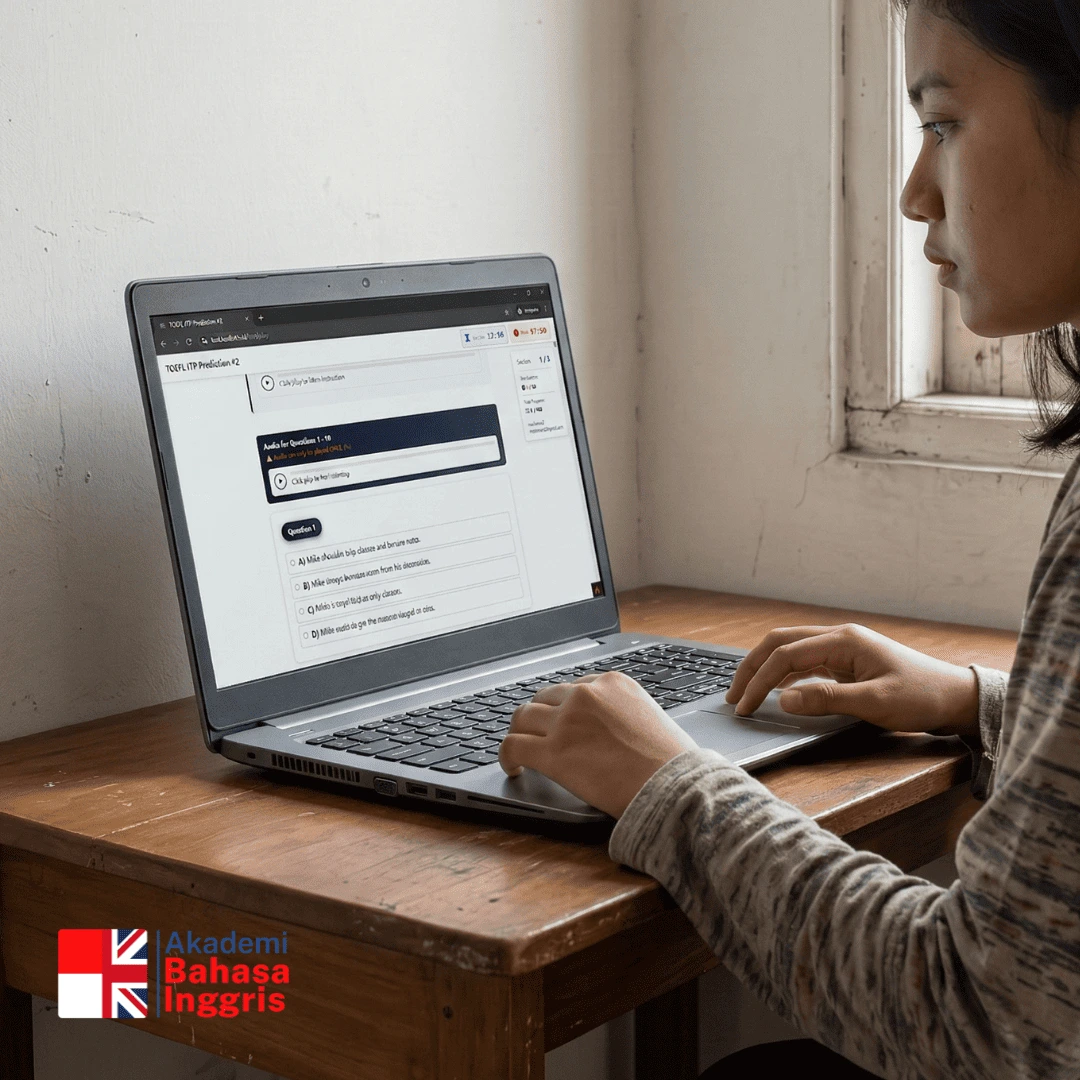 Cari tes bahasa Inggris online yang akurat? 🎓 Dapatkan skor TOEFL ITP & TOEIC yang Precise, Analytical, & Validated dengan verifikasi QR Code.