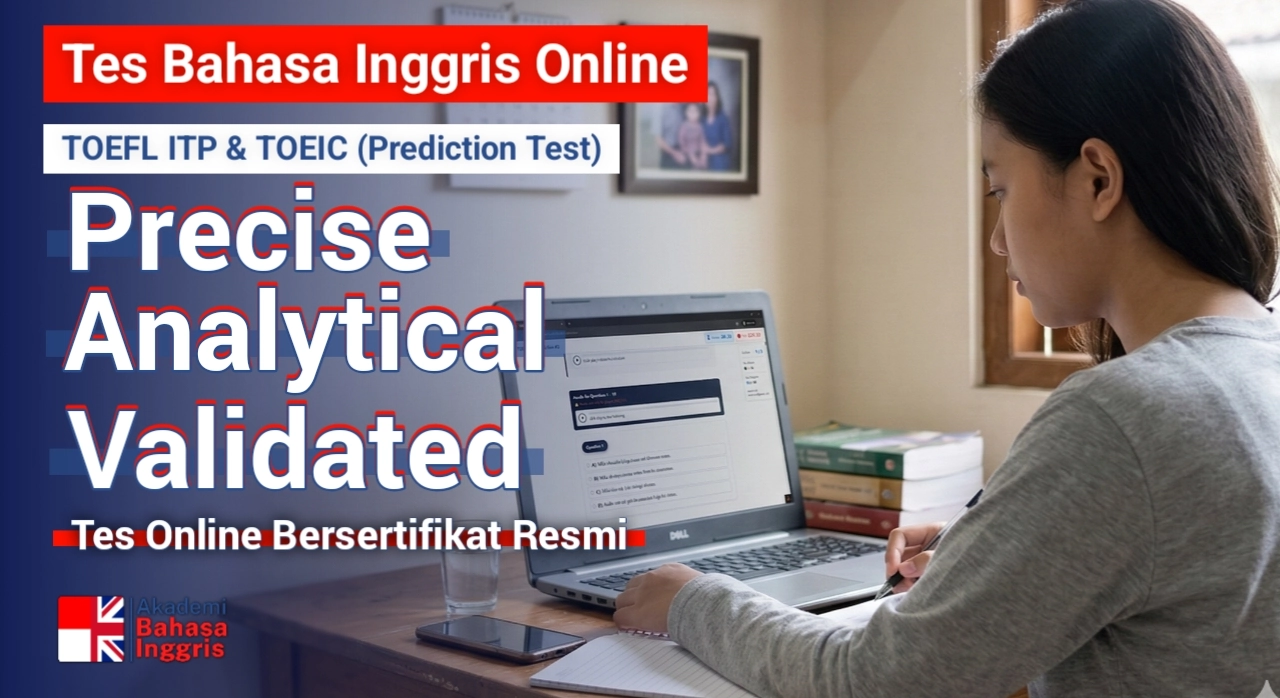 tes bahasa Inggris online yang menampilkan analisis skor TOEFL ITP dan TOEIC secara presisi